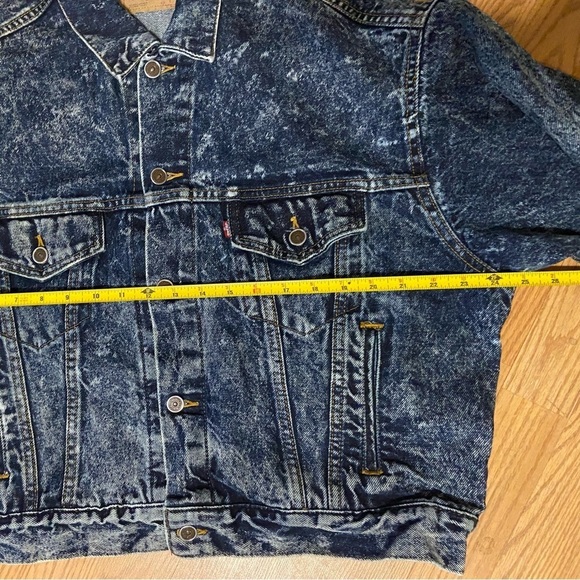 Men's Vintage 80s Levi's Trucker Jean Jacket 70508-0227 Acid Wash Denim Made in - Picture 9 of 14
